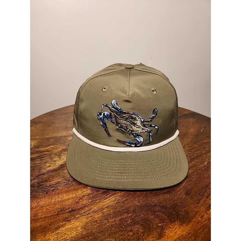 Duck Camp Blue‎ Crab Olive Green Rope Hat/Cap  Snapback Fishing New